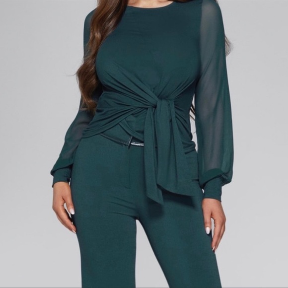 New Guess Marciano Gabrielle High Rise Waist Wide Leg Green Stretch Pants L - Picture 4 of 5